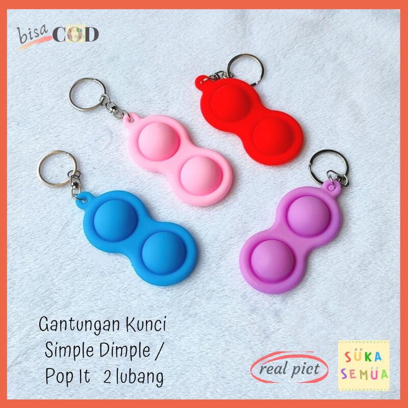 Gantungan Kunci Pop It 2 Lubang / Simple Dimple Solid - Mainan Bubble Toys TikTok Toy Stress Relief