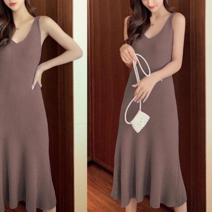 ♜ MDLV ~ BAJU RAJUT DRESS SELINE // DRESS PANJANG RAJUT // DRESS CASUAL // FASHION WANITA ➼
