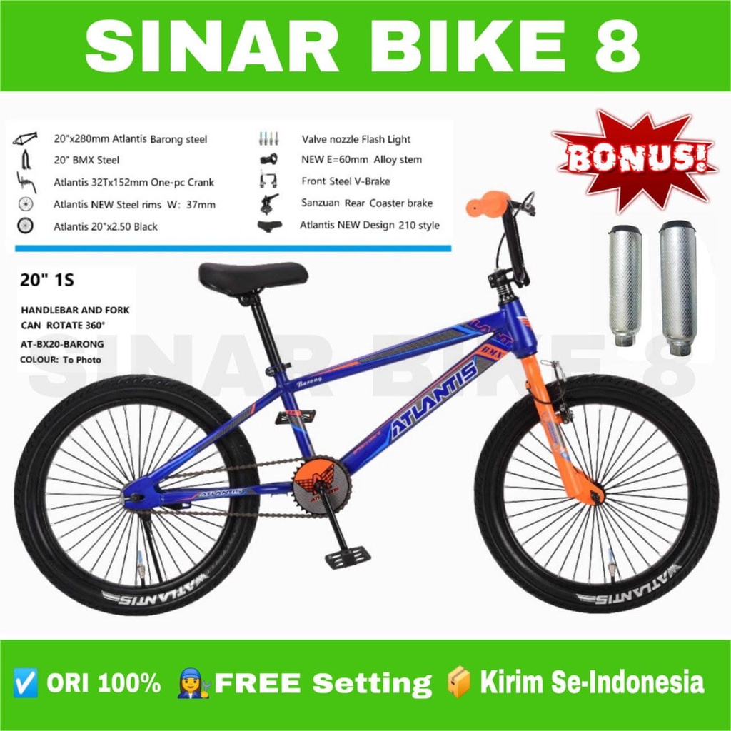 Sepeda Anak Laki BMX Ukuran 20 Inch ATLANTIS BARONG Ban Jumbo Bonus Jalu