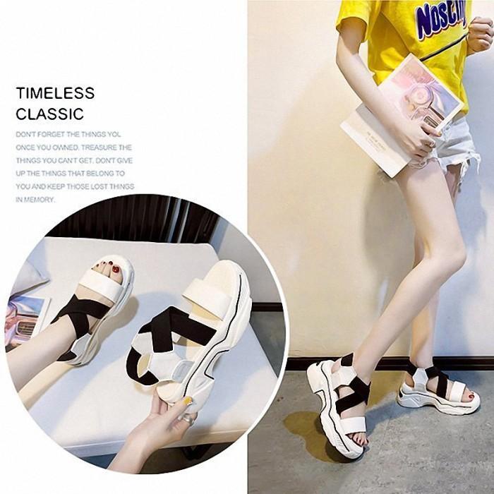Beeyoo Sendal Gunung Wanita Casual Sendal Wedges Tali Korea WT101