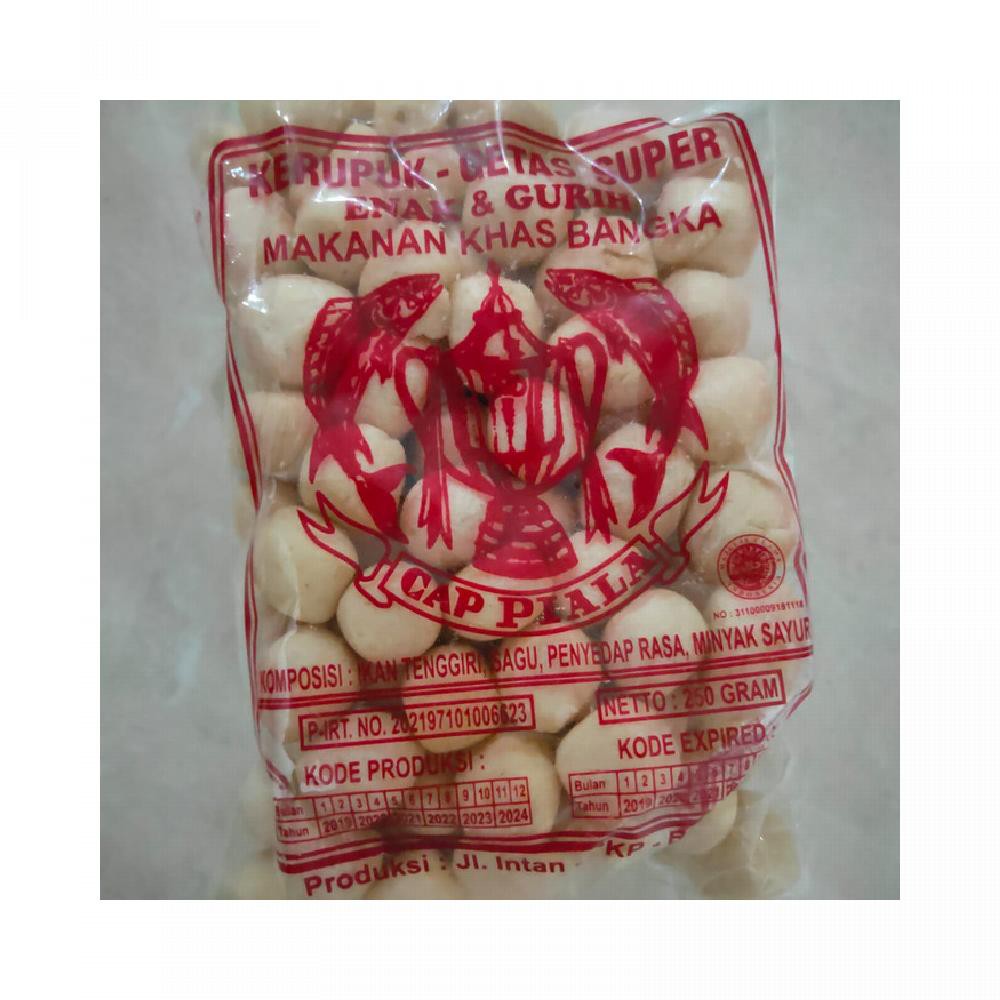 

Krupuk Getas Getes Ikan Tenggiri Bangka Cap Piala Merah 250gr