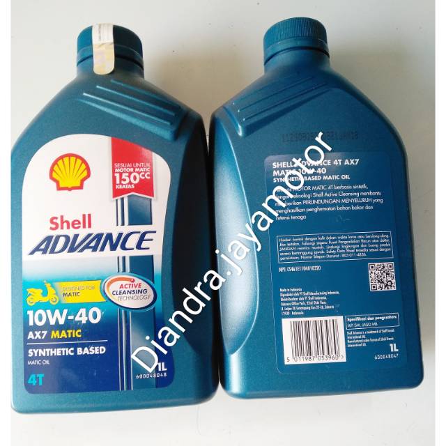 Oli Shell advance matic ax7 1 liter sae 10-40 100% original for all matic