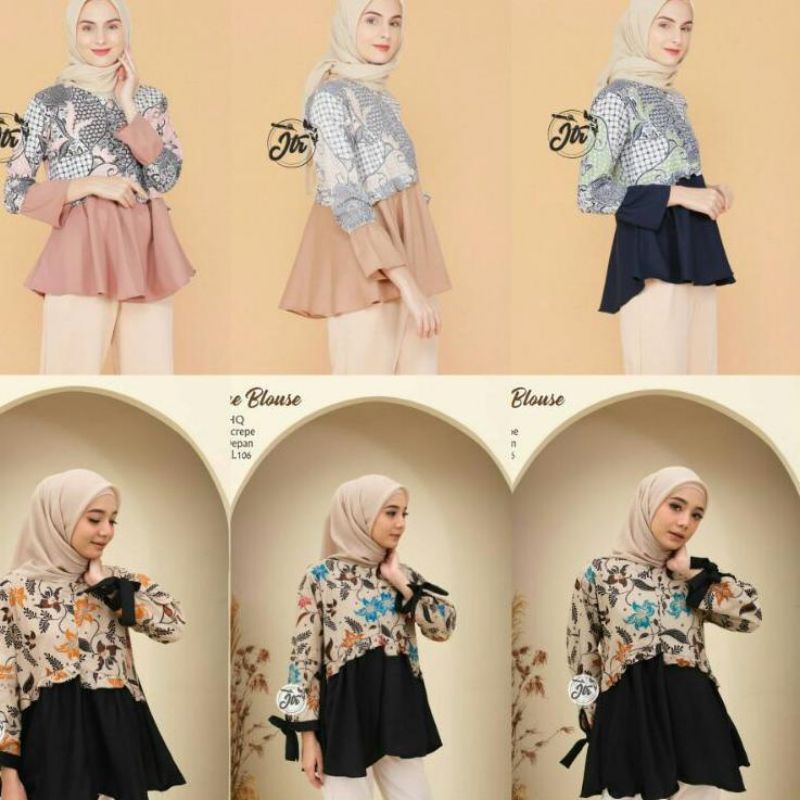 Batik wanita ASJ SA HRB026 Kenongo Kemeja Tosca Pendek