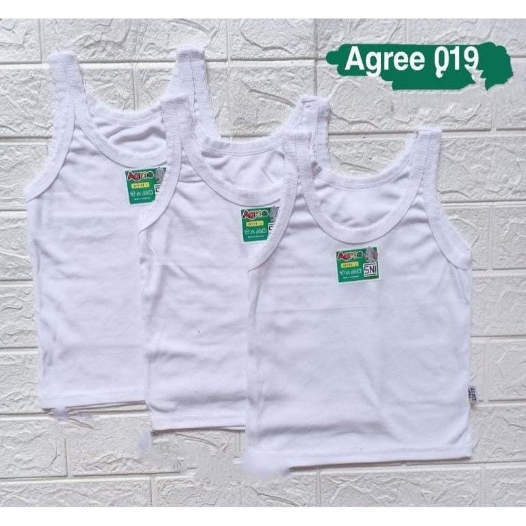 3 Pcs Singlet Agree 019 - Kaos Dalam Anak Laki Laki / Perempuan - Warna Putih