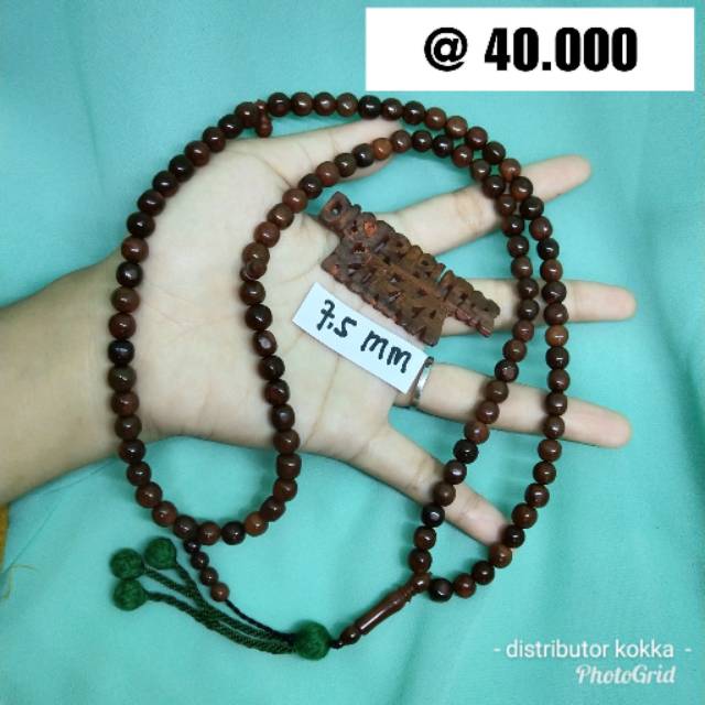 ( SUPER MURAH ) Grosir 5 pcs tasbih Kokka kaukah kaokah fukakah koka bulat rumbai 7,5 mm coklat