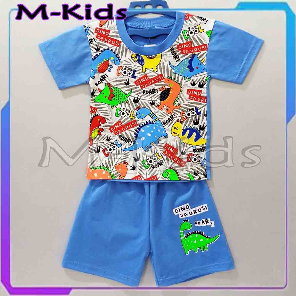 MKids88 - Baju Setelan KAOS Anak Gambar Dinosaurus / Dino