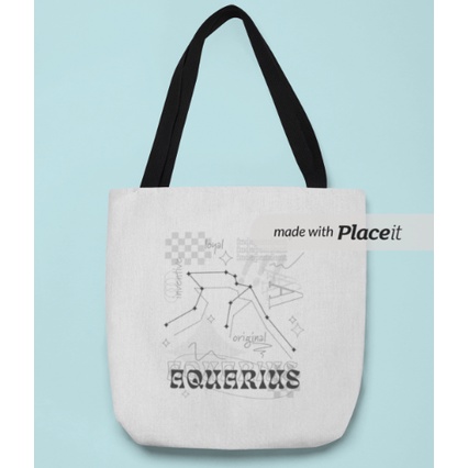 Aquarius Zodiac Tote Bag Kanvas