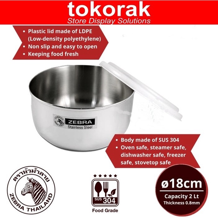 ZEBRA FOOD STORAGE 18 CM EXTRA 110422 TEMPAT SIMPAN MAKANAN STAINLESS