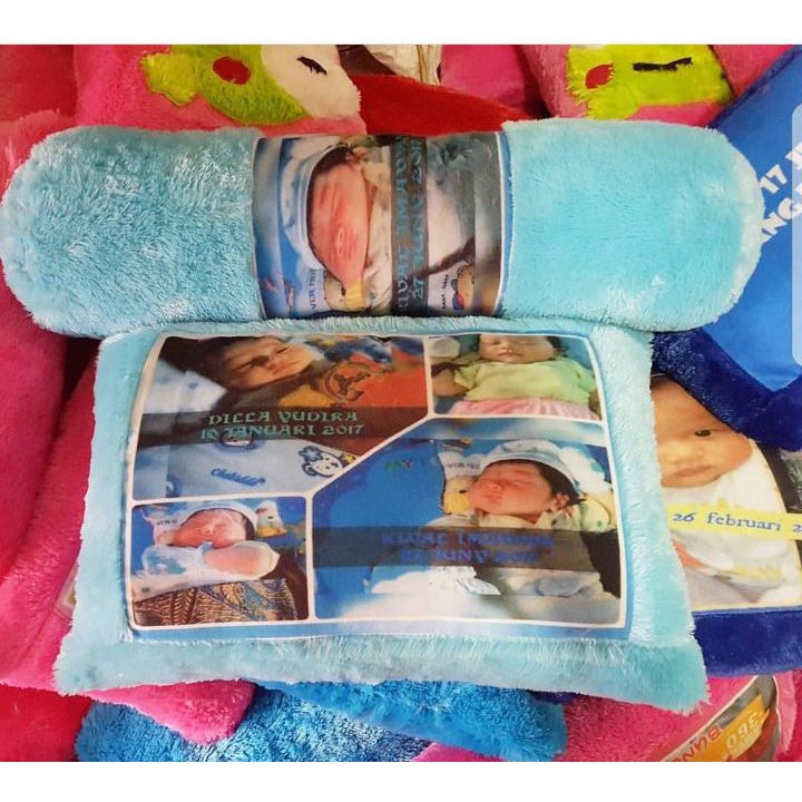 Bantal Guling Foto Custom 1 Set Ukuran Standar Tidur Bulu Halus