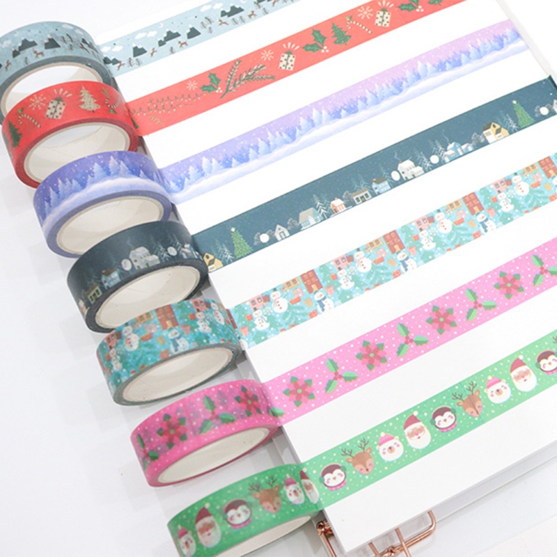 18 Rolls Tapes Washi Motif Pohon Natal Santa Snowflake Untuk Pembungkus Kado Scrapbook Anak Dewasa