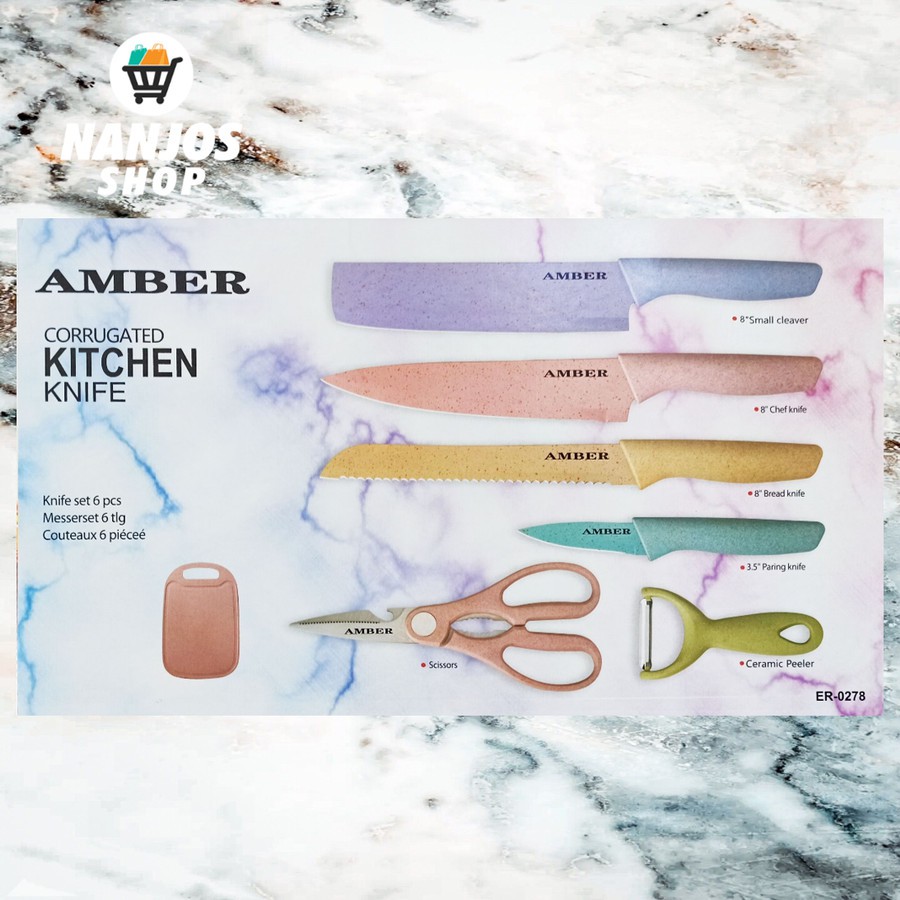 AMBER Pisau set Dapur 7 in 1 Stainless Steel Anti Lengket Style Eropa