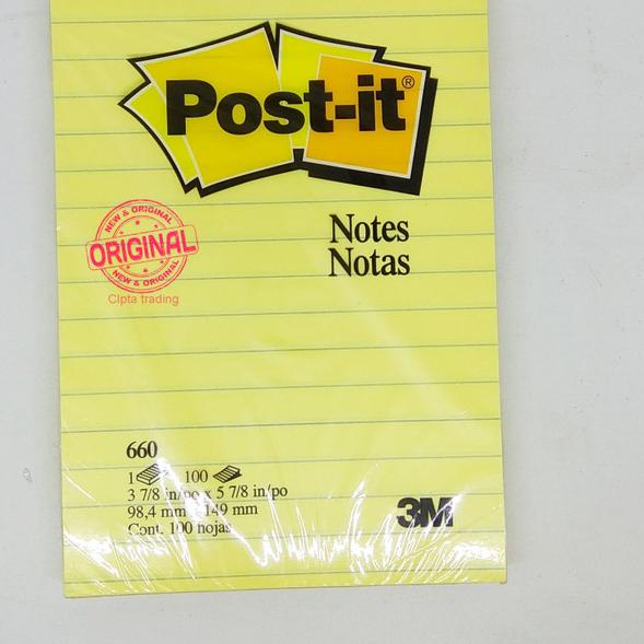 

➽ Sticky Notes - Post-it - 660, 4 in x 6 in, Canary Yellow Lined ♨