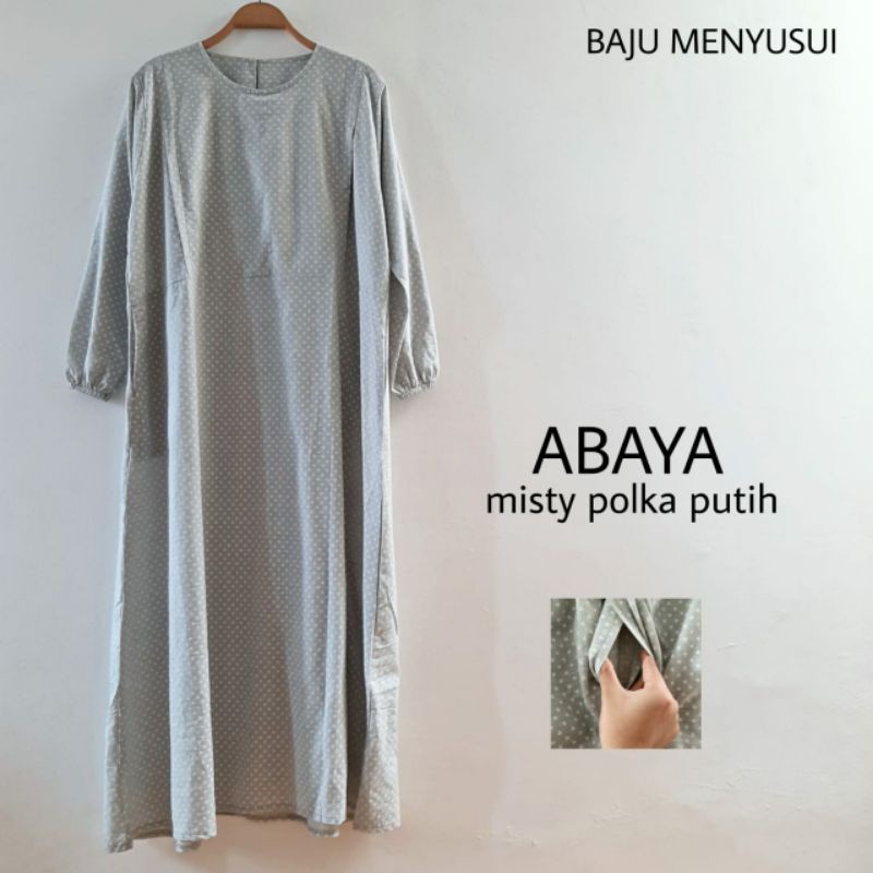 MAMIGAYA Baju Menyusui ABAYA  Gamis Hamil Menyusui Dress Maxi Hijab