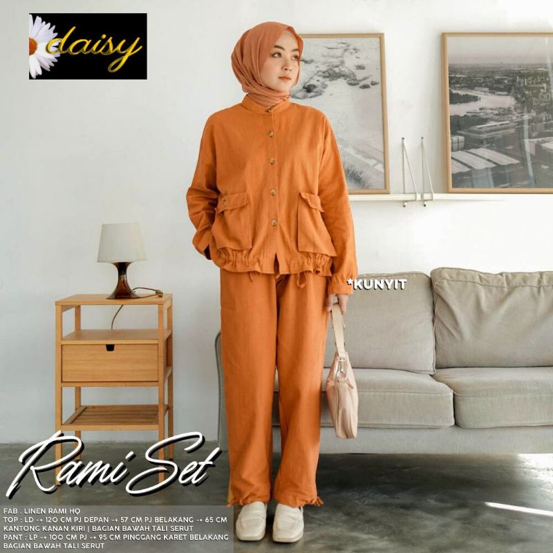 rami set setelan linen rami hq daisy