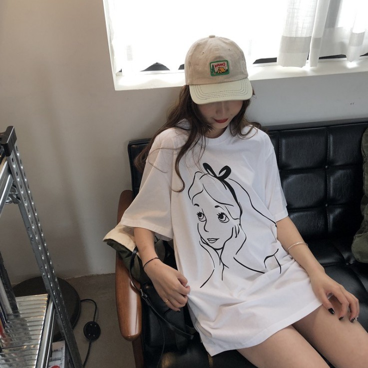 Kaos Longgar T-Shrit Atasan Kaos Wanita Korea Style Kaos T-shirt Fashion Baju Wanita Pakaian Wanita