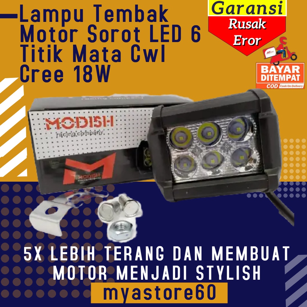 Lampu Tembak Lampu Sorot Firing Light 18 Watt 12 Volt Motor Sorot LED 6 Titik Mata Cwl Cree 18W 12V