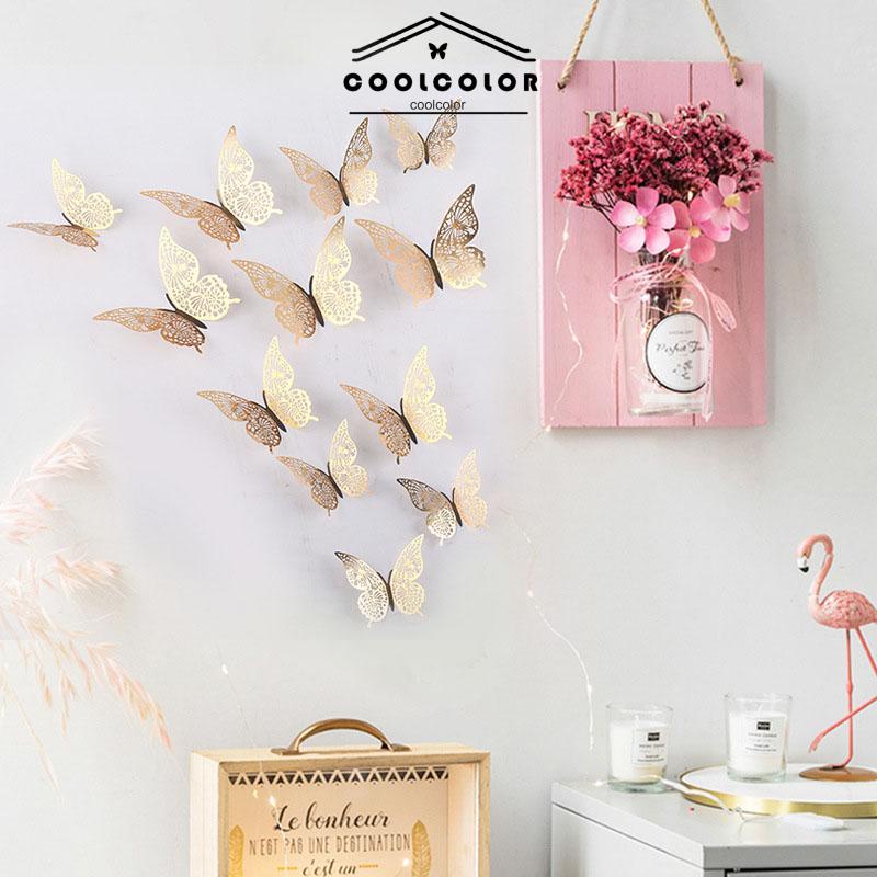 COD Hollow Butterfly 3D Imitasi Logam Dekorasi Dinding Rumah Stiker Dekorasi Ruang Tamu- cl