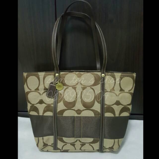 Authentic Coach signature stripe tote bag