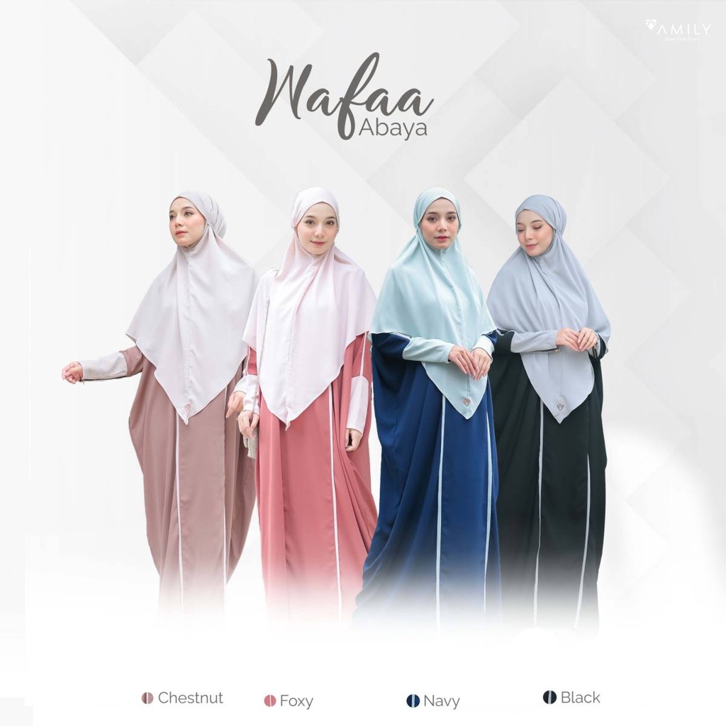 saffashion - Amily Hijab Wafaa Abaya Dress Pakaian Muslim Wanita Bahan Zanetta Twill mix Snowsheer