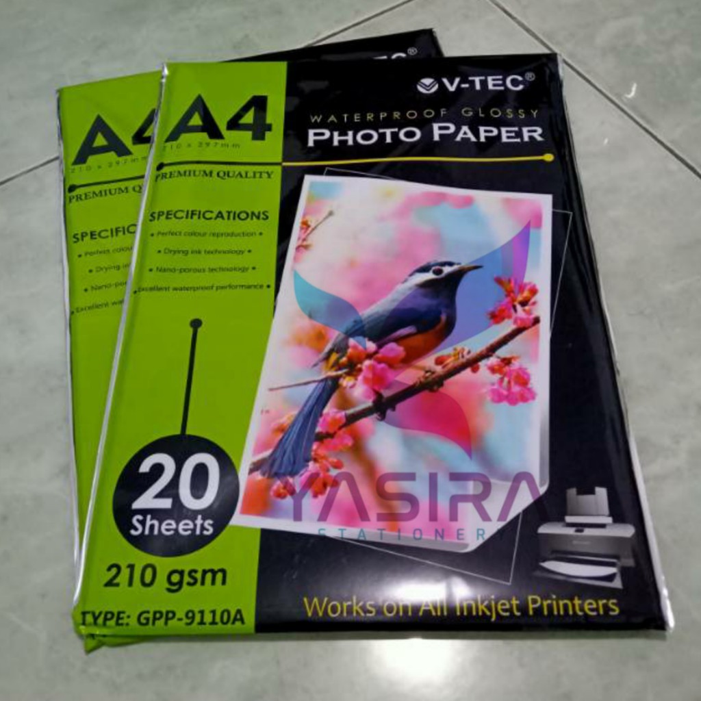Photo Paper / Kertas Foto / Kertas Photo VTec Vtec A4 210gsm Glossy Shopee Indonesia