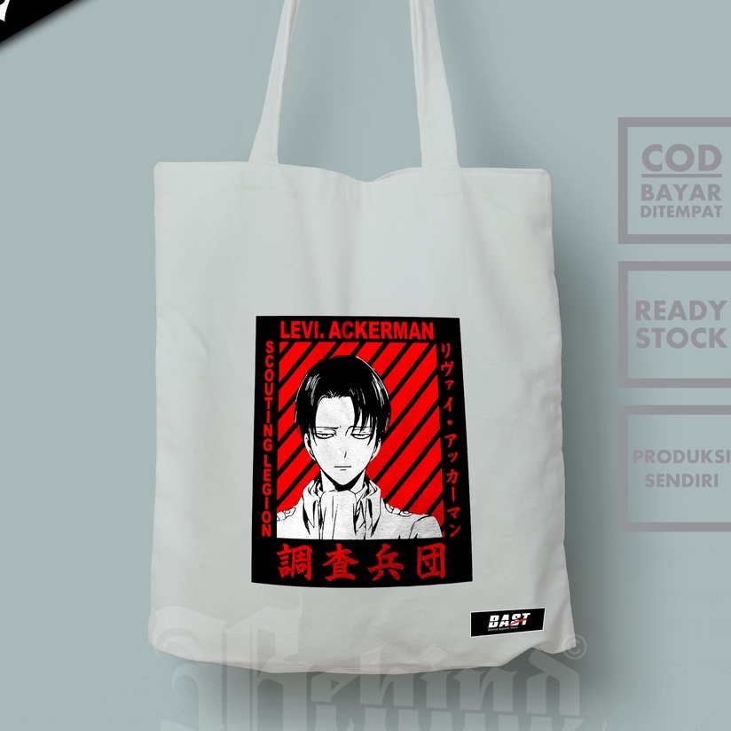 TOTE  BAG LEVI AOT 3 SEMI KANVAS ANIME JEPANG