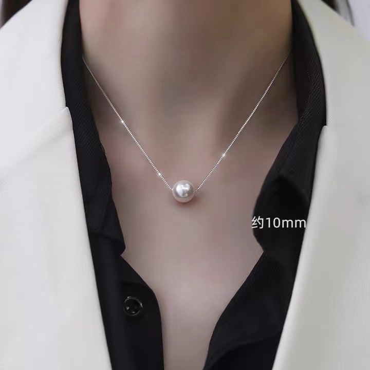 Korean Version Ins Style Silver Pearl Necklace