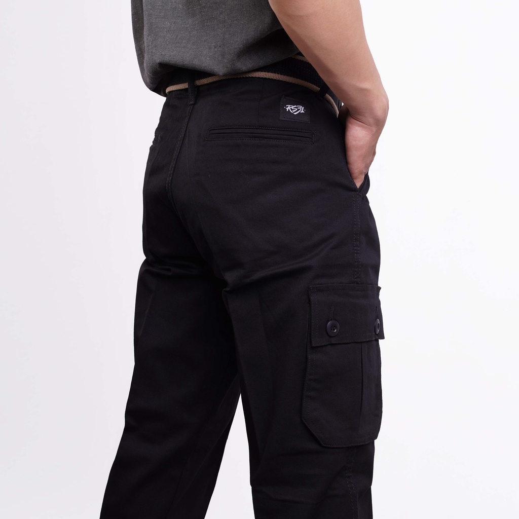 RS31 Celana Cargo Pants Pria High Quality Super Big Size - Cargo Ukuran Jumbo Hitam