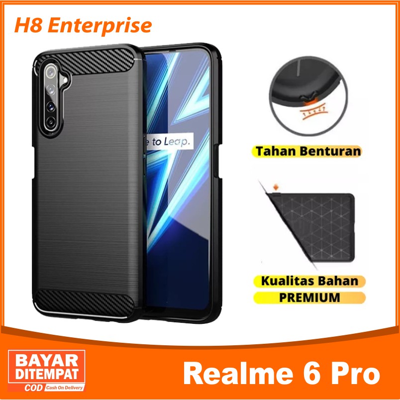 Casing Softcase Realme 6 Pro IPAKY Carbon Fiber Matte Softcase - Hitam