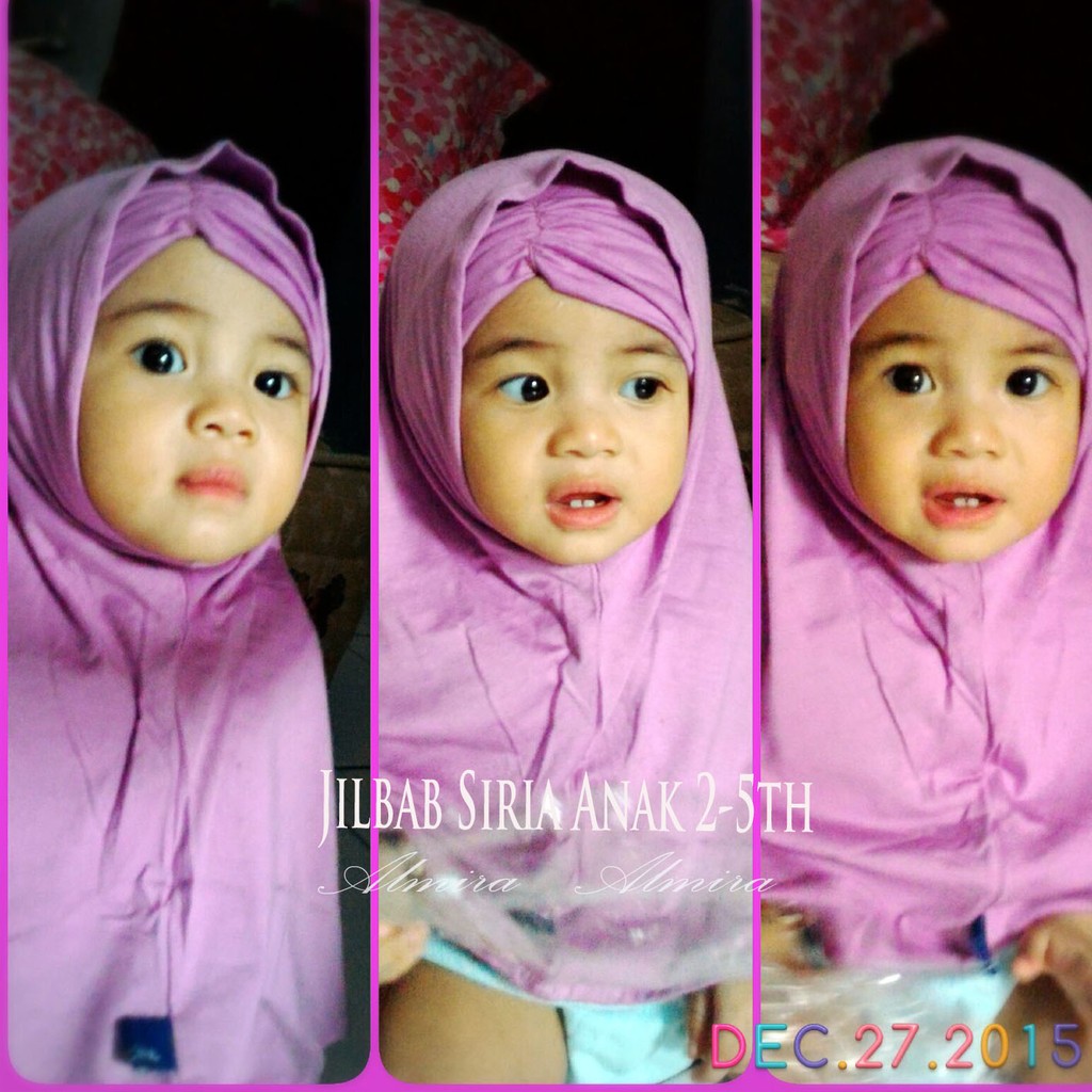 Jilbab Anak Lucu Siria Almira 1,5 ~5 th adem nyaman dipakai bonus inner bandana Griyaraditya Almira