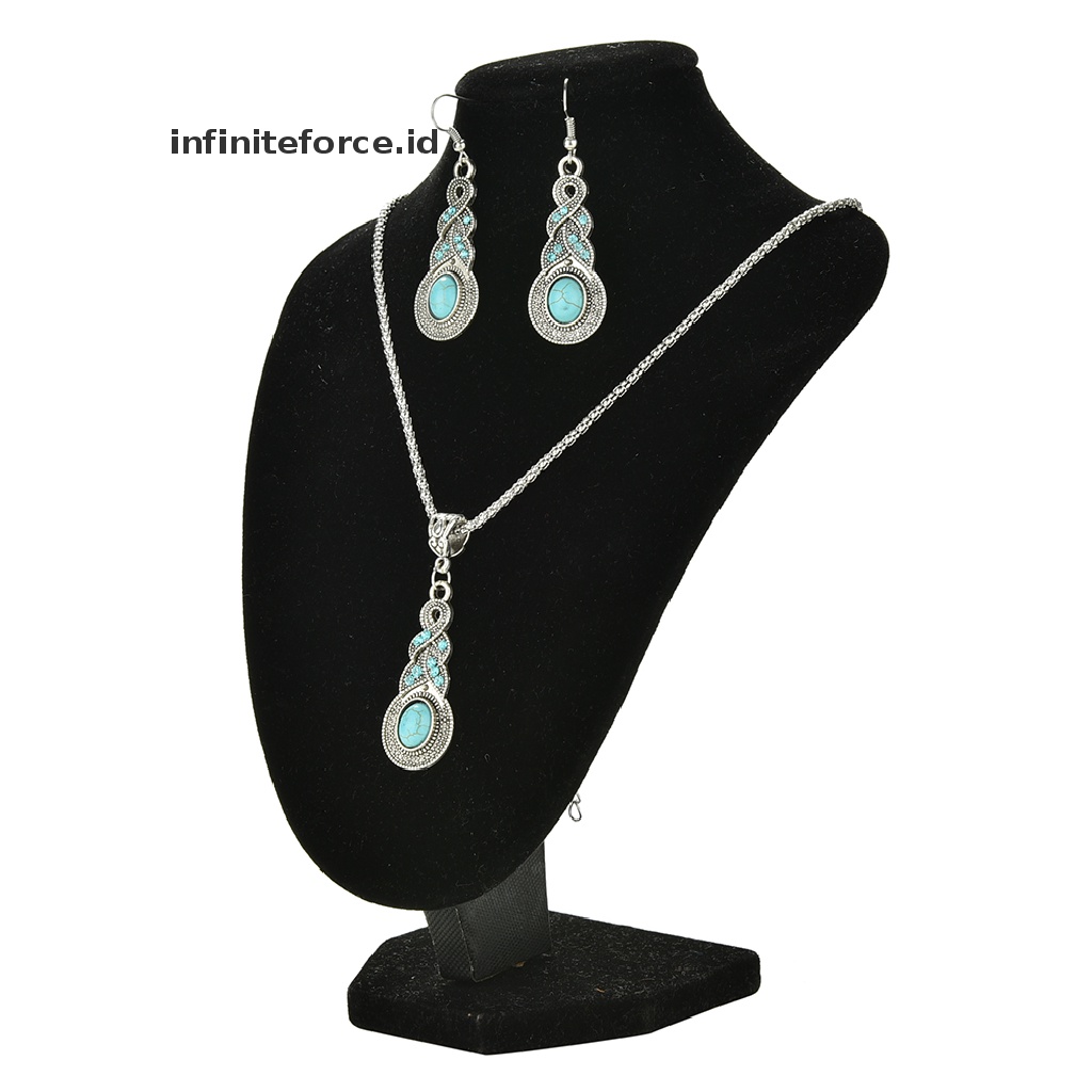 Kalung Anting Turquoise Gaya Vintage Retro Untuk Perhiasan