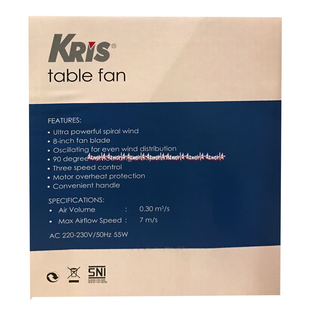 Kris Kipas Angin Meja Table Fan Dengan 3 Kontrol Kecepatan Putih 8inch Desk Fan Bisa Tekuk Atas Bawah Krisbow Tablefan