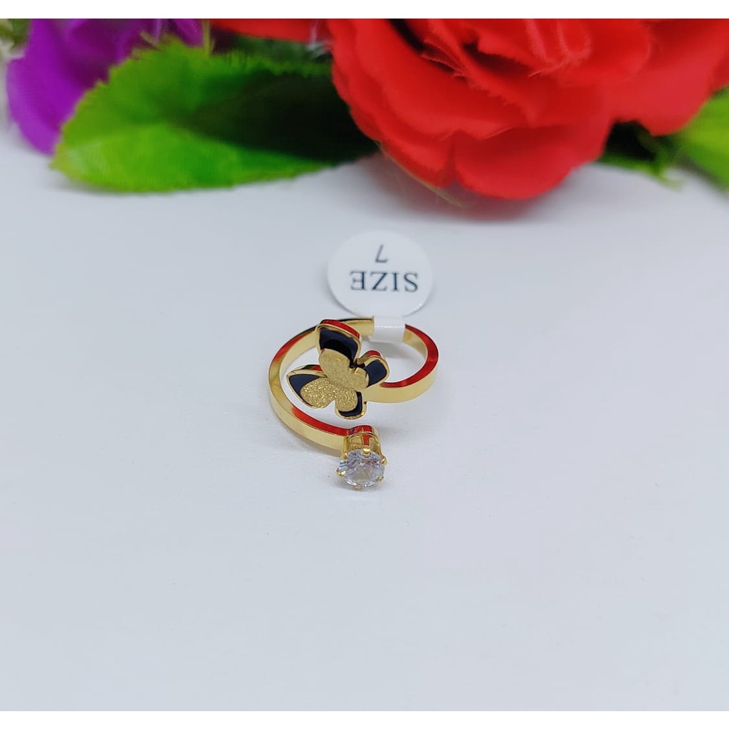 Cincin titanium kupu permata