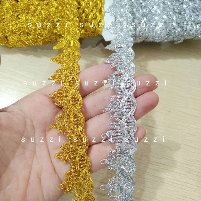 Renda silver gold harga per90cm