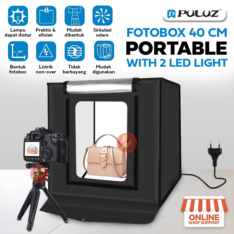 Jual PULUZ Fotobox 40cm LED Light Portable PhotoBox Studio Photo Foto