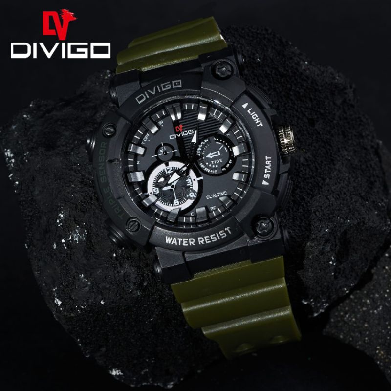 (Terima Cod)Jam Tangan Pria Divigo Sensor Anti Air/Water Resist Strap Rubber/Karet(Dikirim Jakarta)