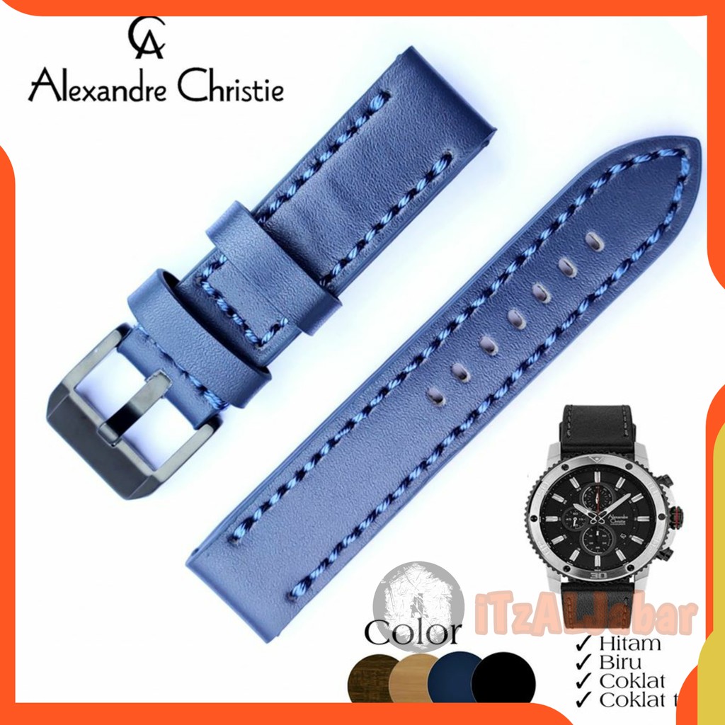 Tali jam tangan Alexandre christie 6509 kulit Asli Leather strap