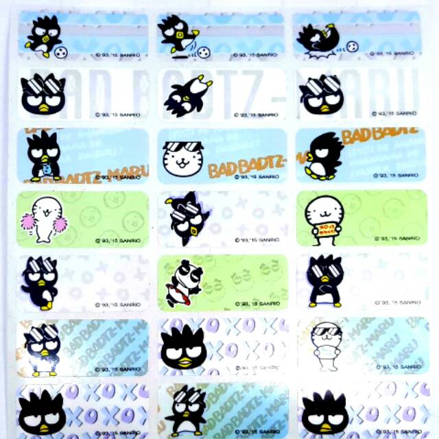 

Label nama anti air stiker waterproof Premium Badtz-Maru Ori