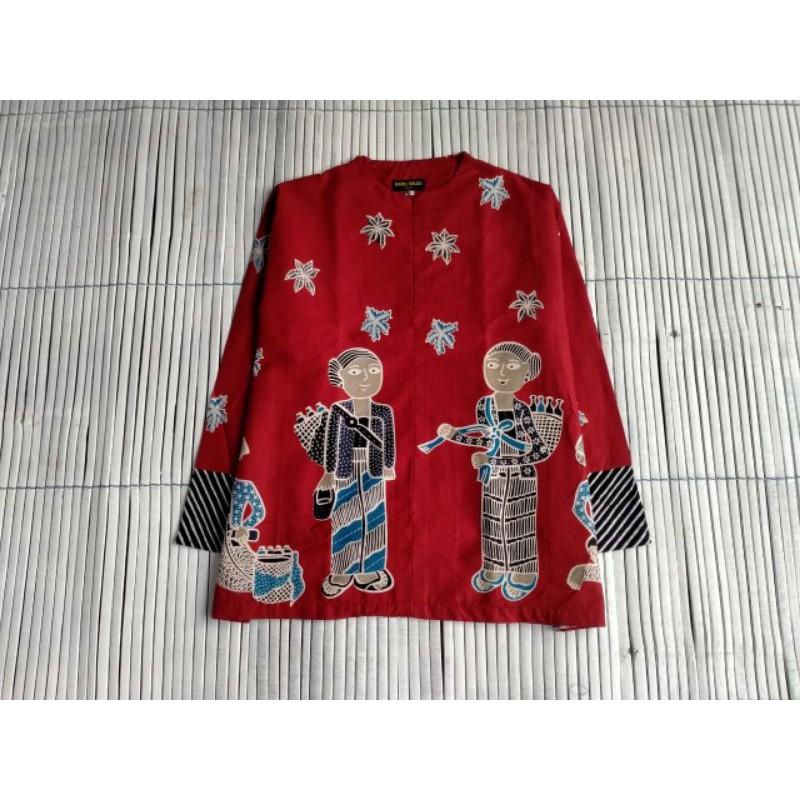 Blus Batik Kombinasi Unik Mbok Jamu Merah Cocok Utk Segala Aktivitas