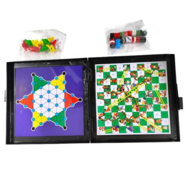 MOMBABY1 Mainan Anak Board Games 5 in 1 Ludo Ular Tangga Halma Catur