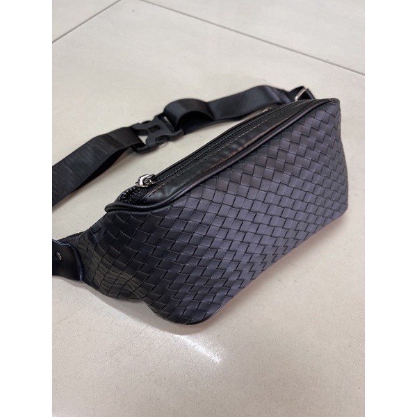 TAS SLEMPANG/WAIST BAG IMPORT MOTIF RAJUT UNISEX - PREMIUM C301 black