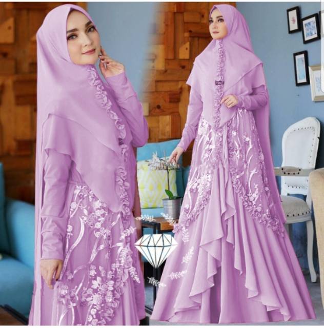 SYARI NIRINA BROCADE, BRUKAT MOSCREPE, GAMIS HIJAB MUSLIM, DRESS