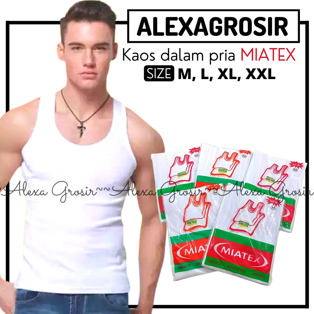 kaos dalam singlet hitam putih MIATEX / Kaos Singlet Tanktop Pria Dewasa Premium - alexagrosir