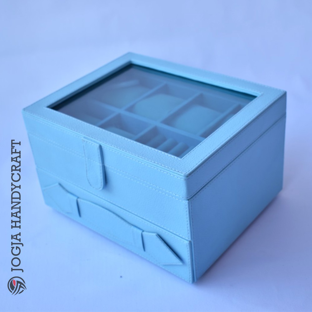 Kotak Tempat Jam Tangan Jumbo mix Tempat Perhiasan Tingkat Baby Blue