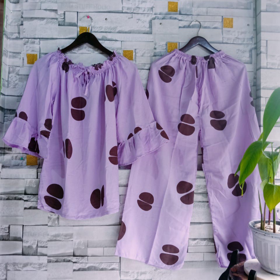 SETELAN SABRINA  COFFE TIE-DYE BALI/BSH-019/SETELAN SABRINA HIJAB FRIENDLY/ OLEH OLEH KHAS BALI