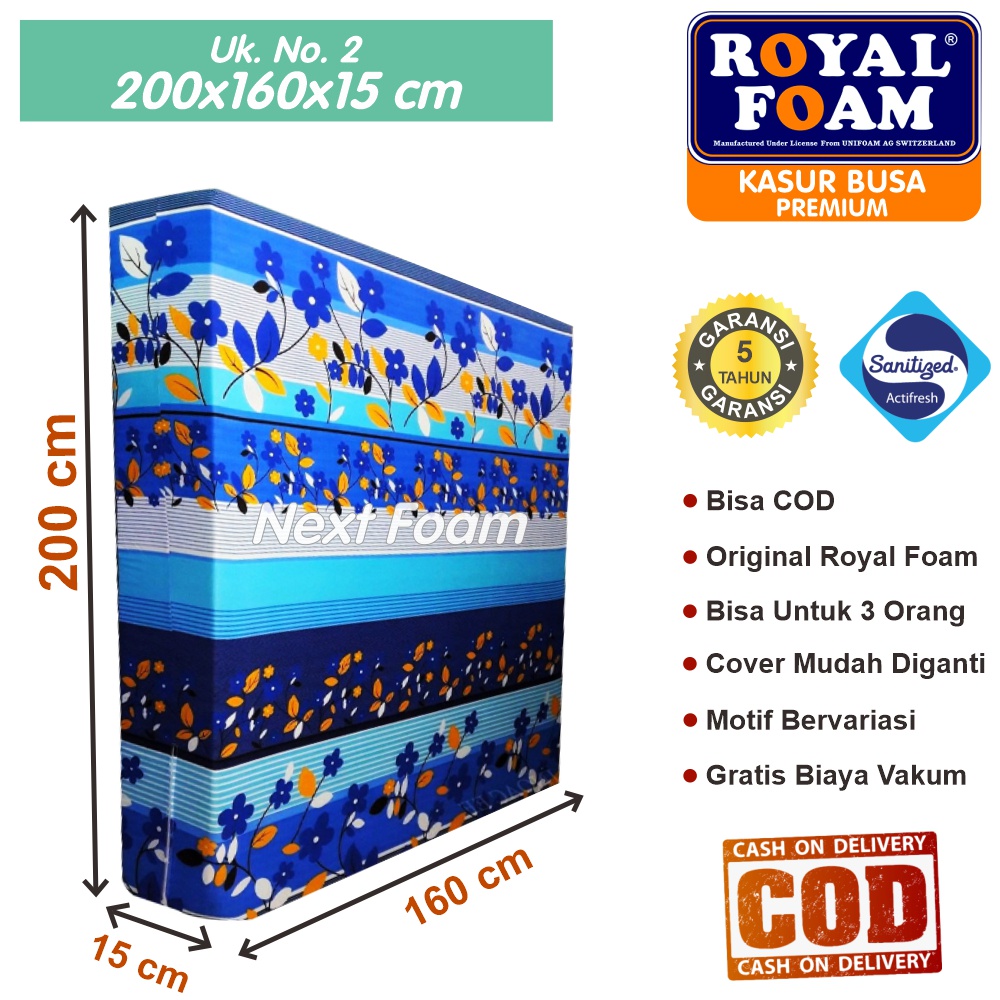 Kasur Busa Royal Foam Ukuran No 2 200x160x15 cm Tebal 15 cm D16 ORIGINAL Garansi 10 Tahun