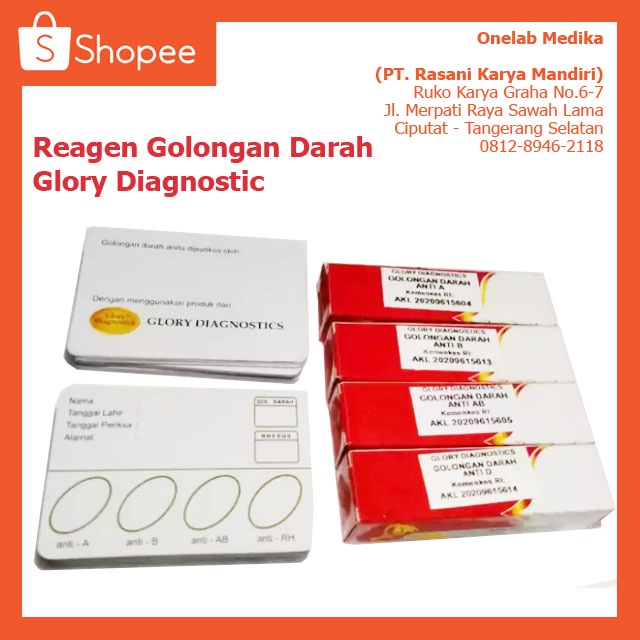 Jual Tes Golongan Darah Set 4 Vial Kartu Goldar Glory Diagnostic