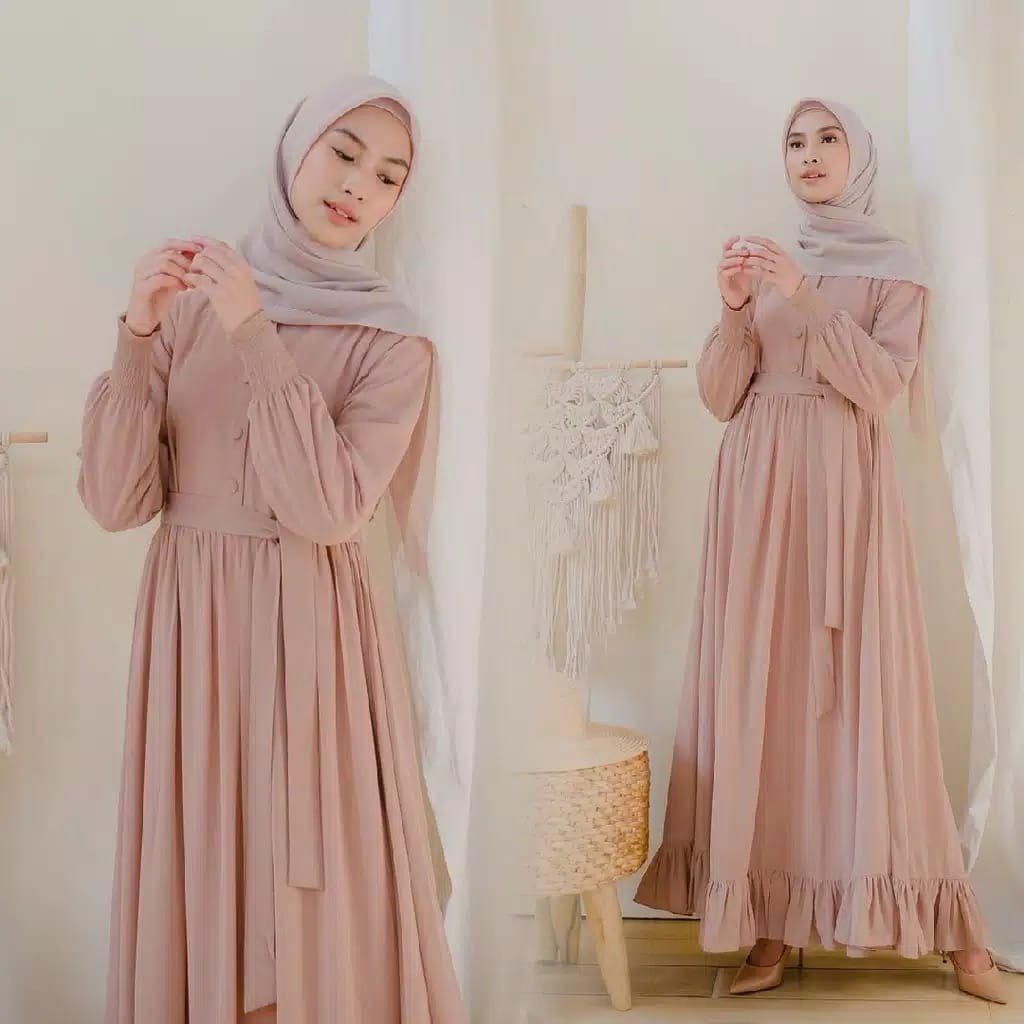 Gamis Dress Maxy Termurah Kekinian/Fashion Wanita Muslim Baju Gamis Terbaru Busui - Marwah Dress-Dusty