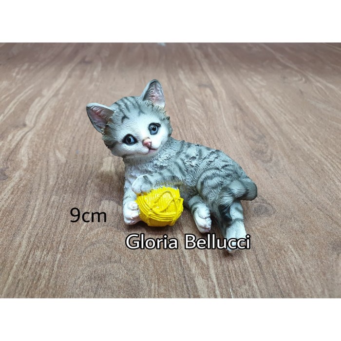 patung pajangan miniatur kucing benang abu persia anggora ~ kga446