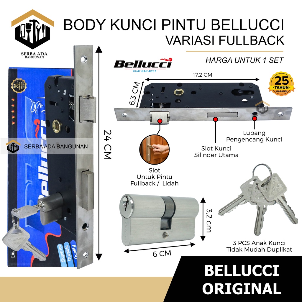 Body Pelor Bellucci Premium SS / Body Roller Bellucci / Kunci Pelor bellucci / Kunci Pintu Tarung