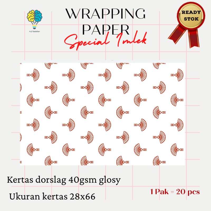 [20 pcs] Wrapping paper, Kertas packing Motif Spesial Imlek Tahun baru Cina CNY